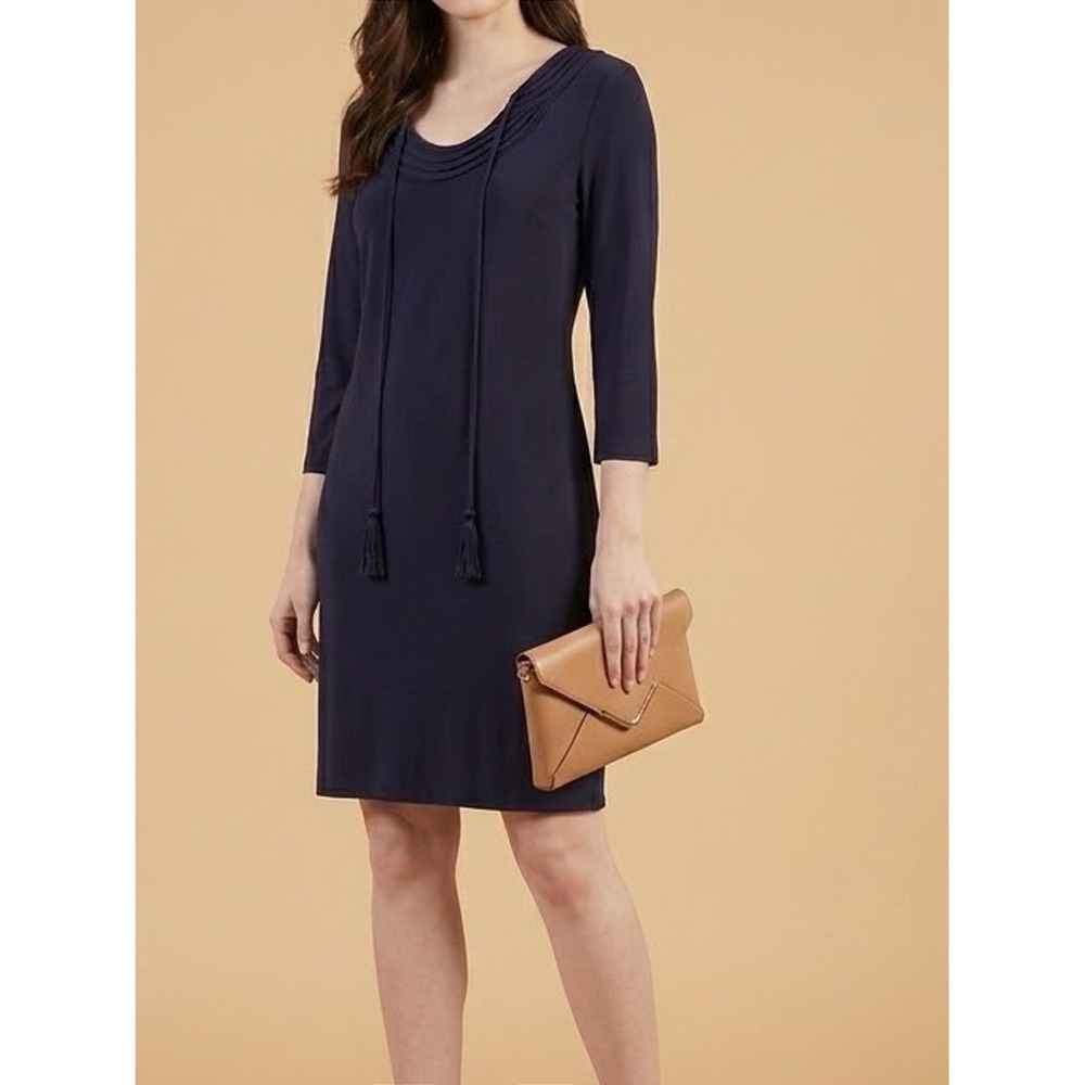 Diane von Furstenberg Navy Blue Midnight Parlin Dress Womens Size 2 Rayon Tassel